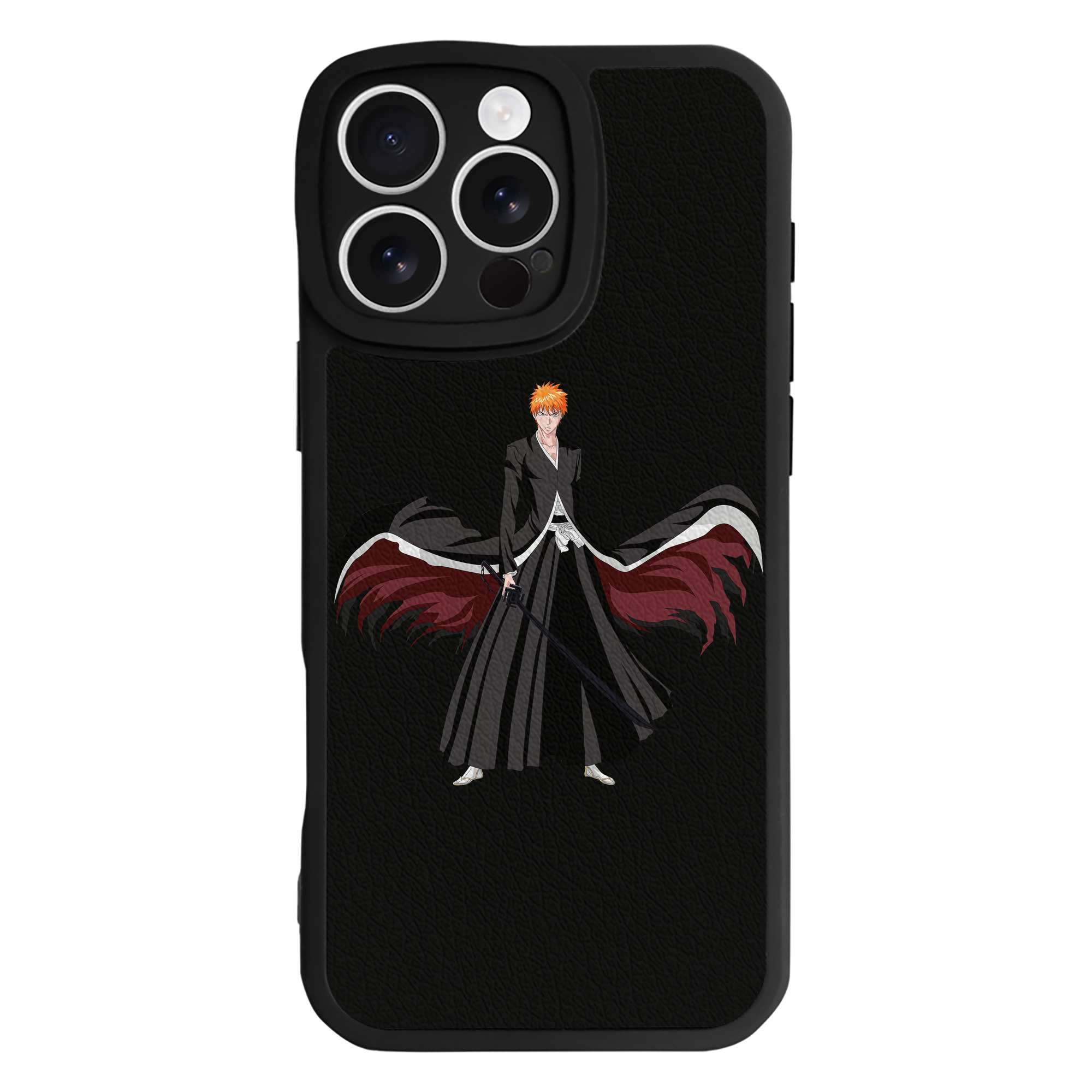 （画像用） ブリーチ 黒崎一護（くろさき いちご）BLEACH Kurosaki Ichigo 【iPhone 16シリーズ対応】シリコンスマホケース（レザー調） 材質：シリコン